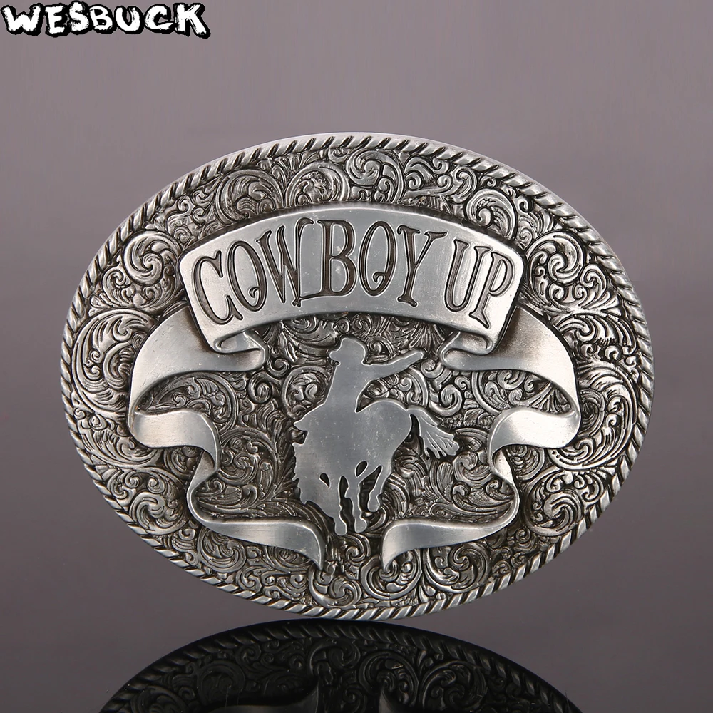 

WesBuck Brand Horse Cow Boy Up Buckles Meltal Cool Flower Belt Buckles For Men Belt Buckle Western Belt Cowboy Cowgirl