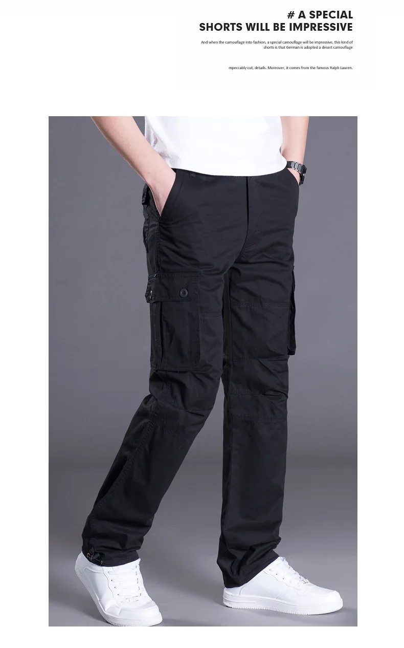 Весна и осень Многофункциональный военные брюки-карго Для мужчин свободные мешковатые тактические брюки Oustdoor Повседневное хлопковые брюки-карго Для мужчин