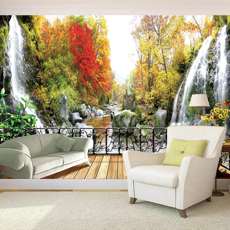 JiaSheMeiJu Custom 3D Photo Wallpaper Mountain Little Waterfall River View Murals Bedroom TV Backdrop Wall Mural Papel De Parede |