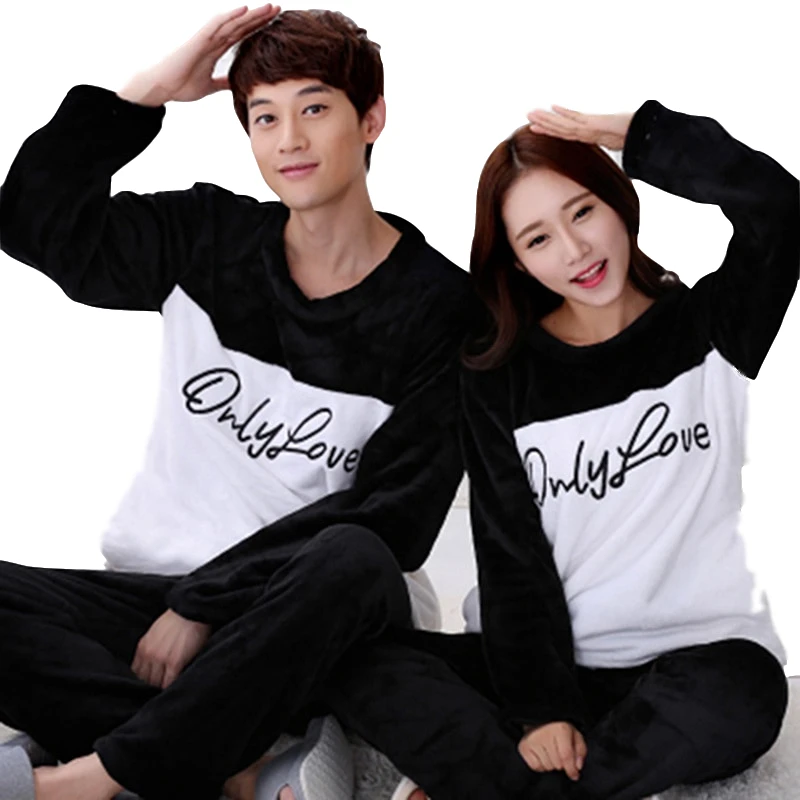 

2019 Winter Cartoon Coral Velvet Men Sleepwear Home Wear Lounge Clothing Couples Thick Warm Flannel Pajamas Sets for Women
