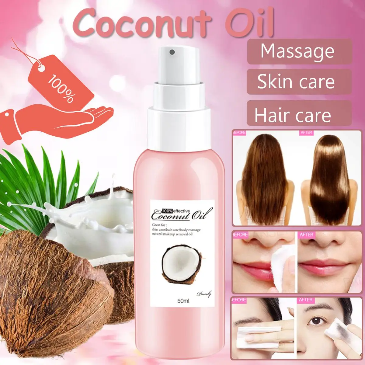 100 Natural Organic Coconut Oil Body Face Massage Best Skin Care