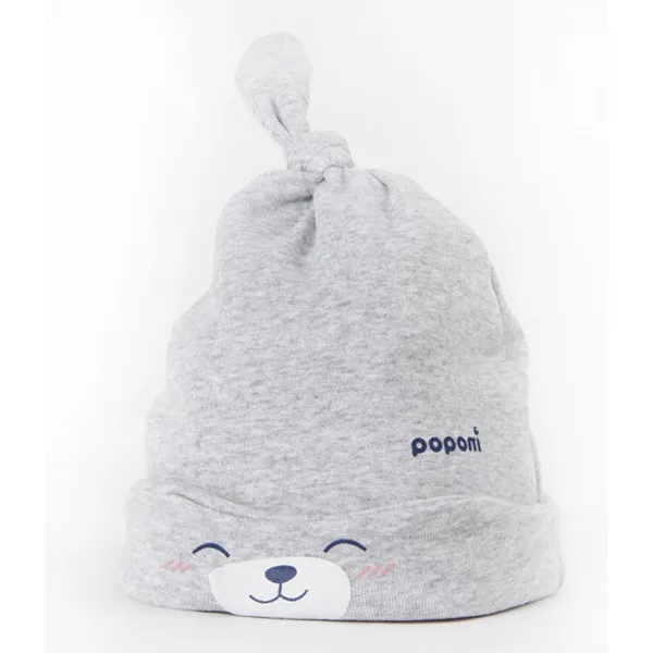 Осенняя хлопковая шапка для новорожденных мальчиков и девочек, милый мультяшный медведь, однотонный цвет, удобный высококачественный головной убор для сна, шапка