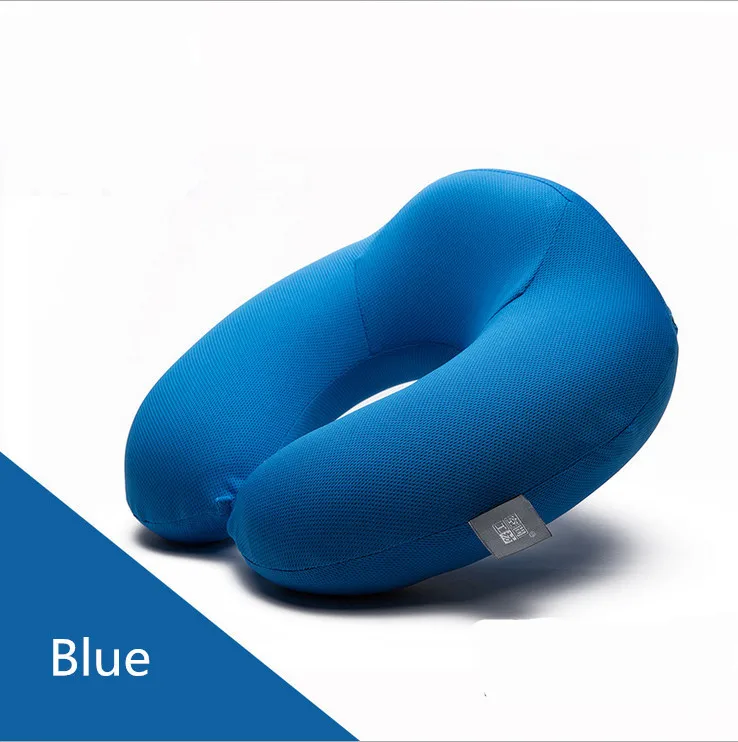 U-образный подголовник 28x28x10 см, цветная подушка для шеи, латексная пена с эффектом памяти, наполнитель для путешествий, офиса, автомобиля, объятия, шейный домашний текстиль для подушек - Цвет: Blue