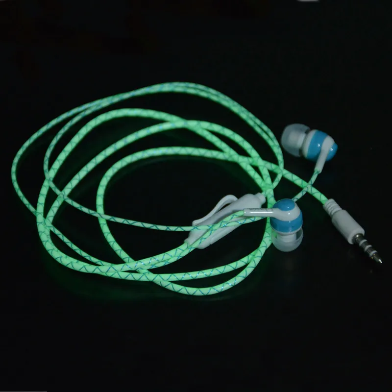 

Hot Glow In The Dark Earbus Cool Led Earphone Luminous Neon Headset With Microphone Night Lighting For iPhone Samsung Xiaomi