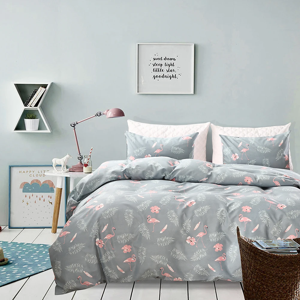 

HD Printed Baroque Flamingo Pattern Duvet Cover Set American Style US Twin Queen King Size Duvet Cover Pillowcase Bedding Set