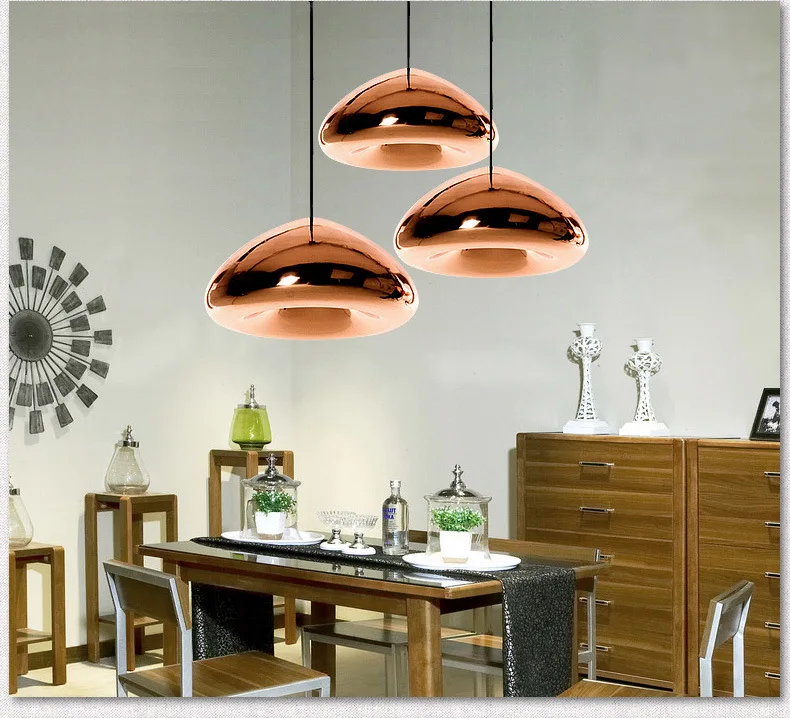 Brass bowl glass chandelier Nordic restaurant single head creative