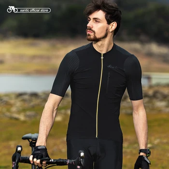 

Santic Men Cycling Short Sleeve Jersey Pro Fit Imported Italian Fabric Cuffs MTB Road Bike Pro Short Jersey Asia S-2XL M8C02132