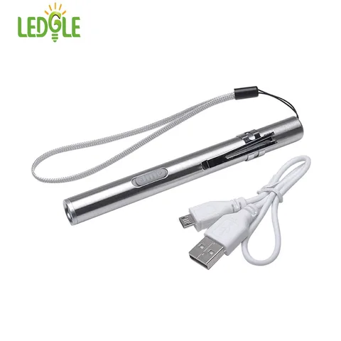LEDLE USB Rechargeable LED Flashlight High-quality Powerful Mini LED Torch XML Waterproof Design Pen Hanging With Metal Clip Cat Pakistan