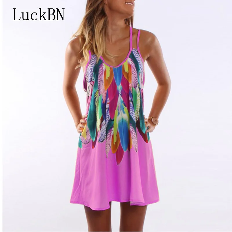 A Line Large Size 5XL Beach Dress Strap Sexy Women Party Summer New Print Fashion Mini Loose Women's Clothing Dresses Plus Size
