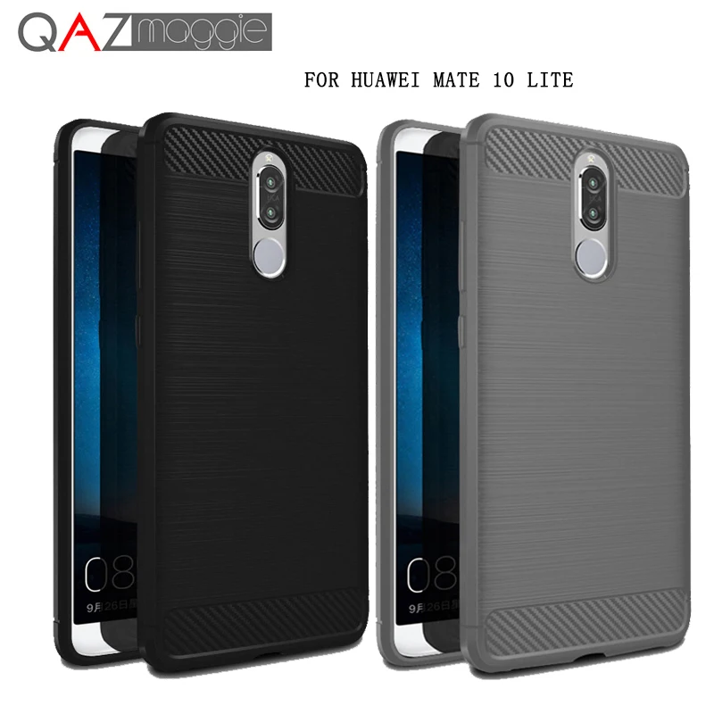 QAZ Maggie Huawei Mate 10 Lite Case Silicone Soft TPU Brushed Carbon Fiber Texture Cover For Nova 2i |