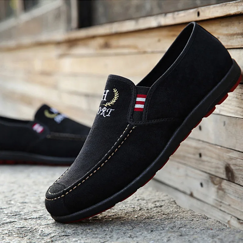 Men Shoes 2019 Spring Men Casual Shoes Canvas Shoes Fashion Loafers Men Breathable Outdoor Male Shoes Black free drop