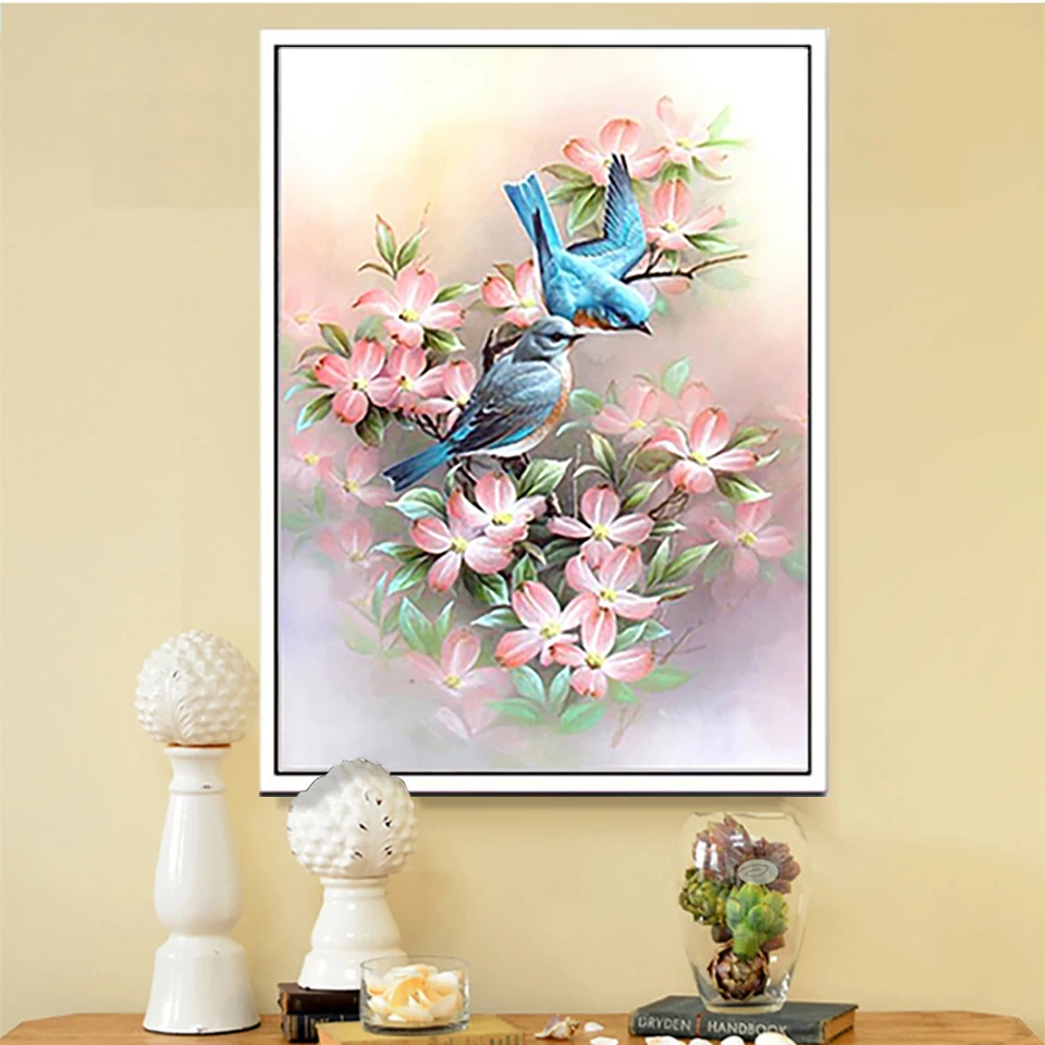 LaoJieYuan картина из страз 3d "Птицы и цветы" Алмазная вышивка