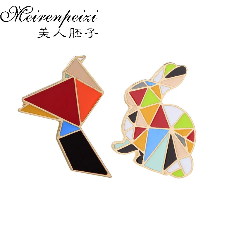 

Cute Origami Birds Rabbit Enamel Pin Brooch Enamel Pin Women Kid Fashion Cartoon Animal Button Pins Denim Badge Jewelry