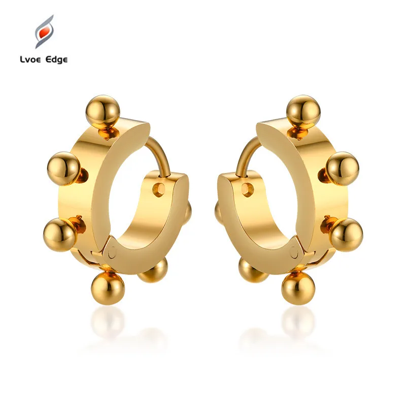 

2019NEW Designed Rivet Stud Earrings for Women Gold Color Stainless Steel Female brinco arete bijoux Girl Lady brinco arete bijo