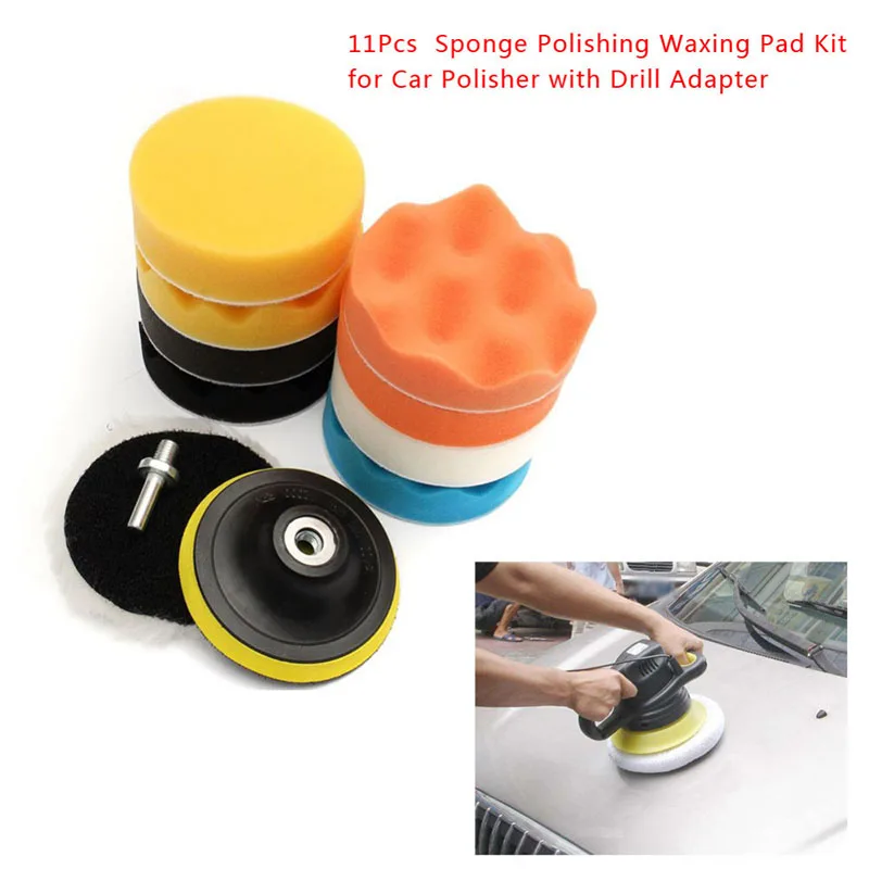 

For Car Polisher Pad Buffing Tools 11Pcs Polishing Waxing Kit With Drill Adapter Useful New