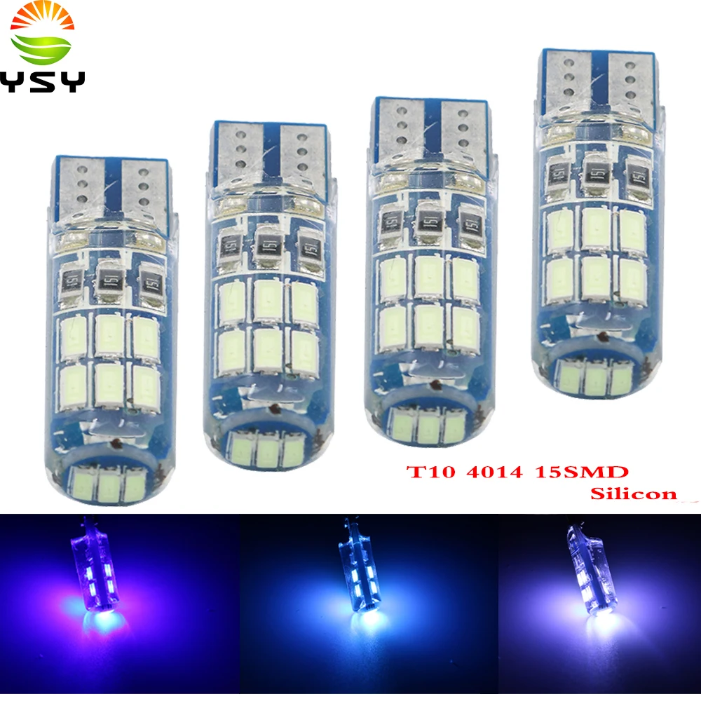 YSY 30 шт. Автомобильные светодиодные лампы T10 W5W LED 194 168 15SMD 4014 белые силиконовые