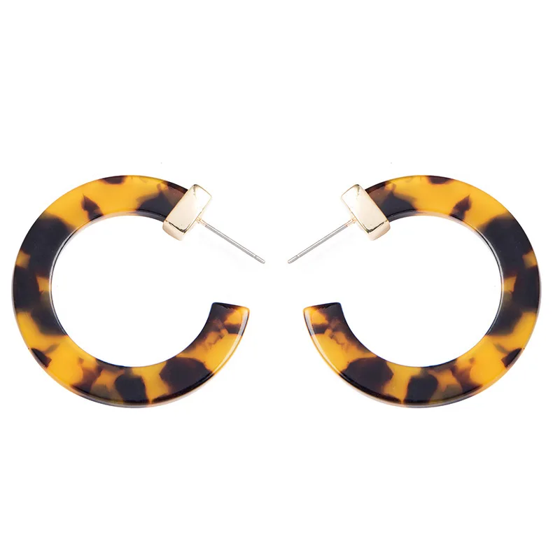 

INALIS Europe Multi Acetate Plate Big Drop Earrings C-shaped Alloy Acrylic Material Brincos Statement Fashion Jewelry for Women