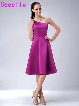 

Purple Short Bridesmaid Dresses Simple A-line Knee Length One Shoulder Wedding Party Dress Country Bridesmaid Robes Informal