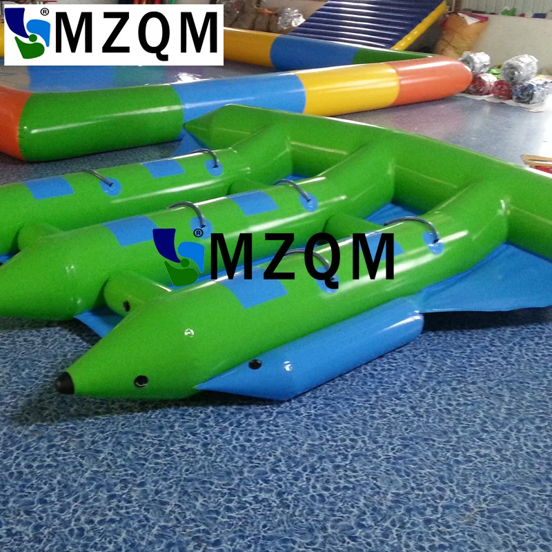 

MZQM free air shipping+1pc air pump,6persons/seats inflatable flying water banana boat,inflatable flying fish/flyfish sea games