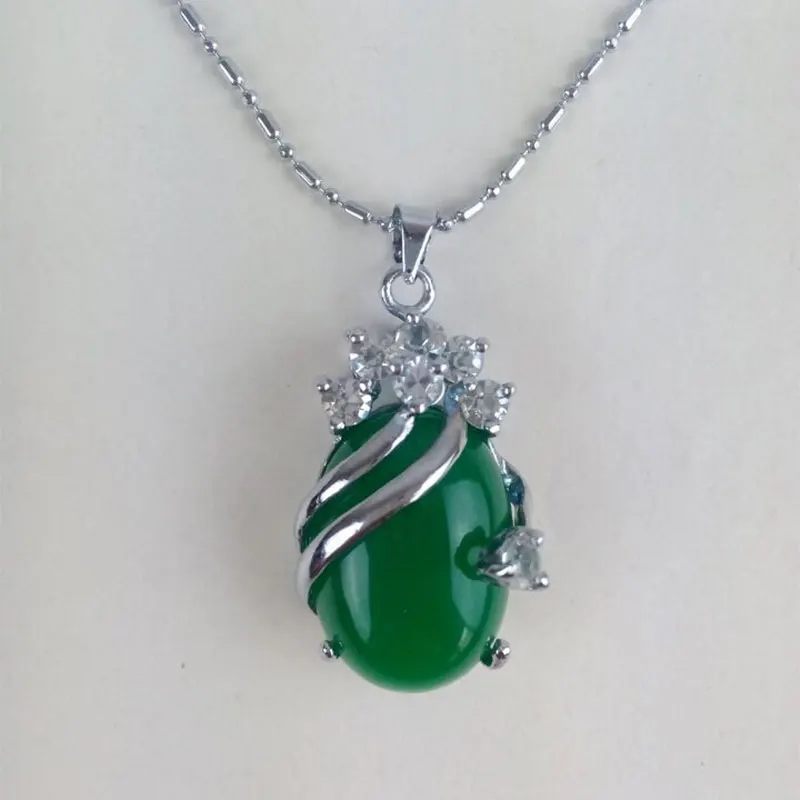 KYSZDL модные 925 пробы серебряные и Зеленые каменные подвесные украшения ожерелье и подвеска циркониевое ожерелье аксессуары женские ювелирные изделия PD060