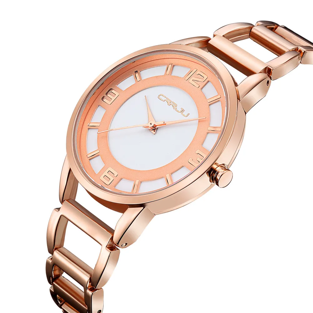 Топ бренд CRRJU женские часы ультра тонкий браслет из нержавеющей стали Аналоговый дисплей кварцевые наручные часы роскошные часы Relogio Feminino
