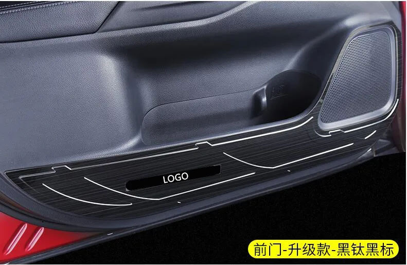 Межкомнатная дверь анти-кик коврик для Mitsubishi Outlander 2013 15 16 17 18 черный/серебристый рисунок из нержавеющей стали 4 шт AA280