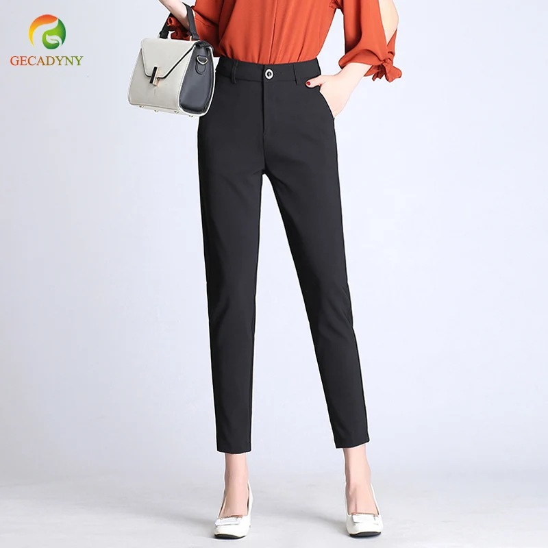 

Spring Autumn New Ladies OL Black Creamy-white Camel Harem Pants Breathable Casual Pencil Pants Simple Work Trousers Women S-3XL