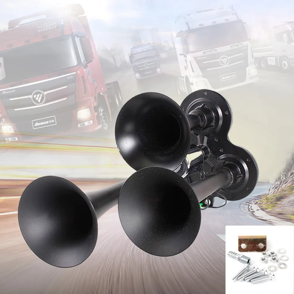 New Arrival Black Metal 12/24V 150DB Motorcycle Car Compact Air Horn