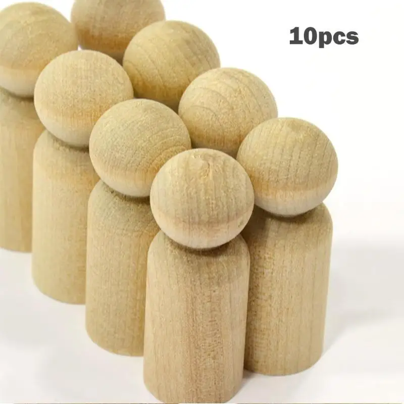 

10pcs/Set Wooden DIY Peg Doll Wedding Home Handmade Puppet Kid Painted Toy