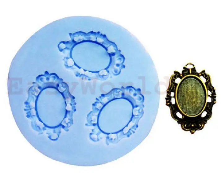 Oval Frame Pendant Flexible Silicon Mold For Polymer Clay Fit 15x10mm