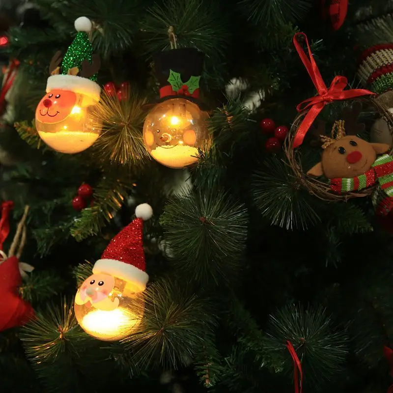Инновационные световой Рождественская лампочка шары орнамент из пенообразного материала гранул мультфильм снеговики, елки подвесной кулон