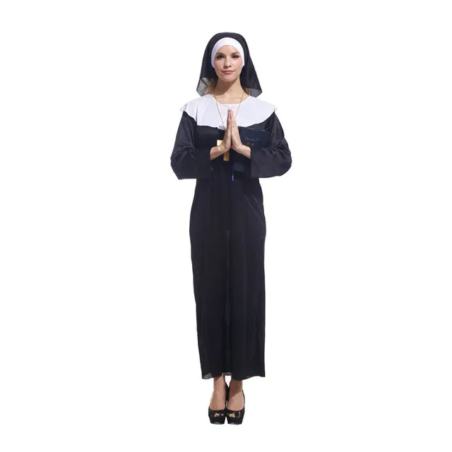 С крестиком Девы Мэри сестер Нун женский костюм Хэллоуин вечерние необычные детские тематические костюмы халат