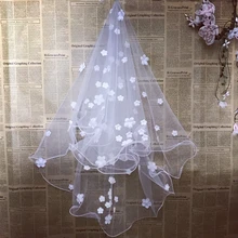 Женская свадебная фата для невесты, романтическая Милая Цветочная аппликация, короткая свадебная фата для невесты