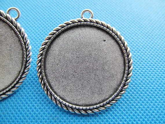 

5pcs Antique Silver tone/Antique bronze Twist Border Base Setting Tray Bezel Pendant Charm/Finding,fit 35mm Cabochon/Cameo,DIY