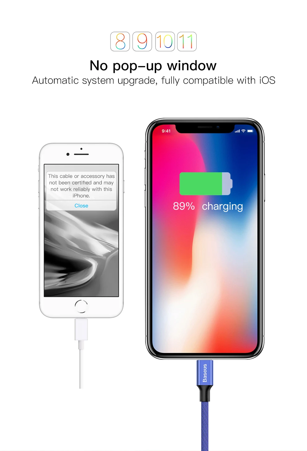 Usb-кабель Baseus для iPhone Xs Max, XR, X, 8, 7, 7 plus, 6 5S, быстрая зарядка для iPhone, iPad, iPod, синхронизация данных, 8-контактный usb-кабель, провод