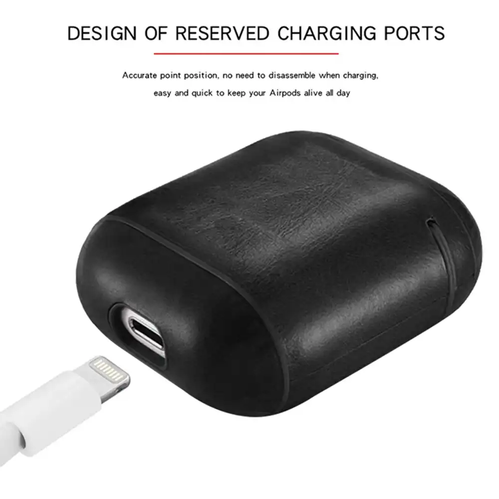 Genuine Leather Hook Case For AirPods Vintage Matte For Apple Airpods Luxury Protective Storage Bag Black Brown Drop shipping