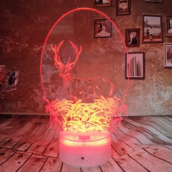

Drop Shipping Elk Deer 3D Light Night Light 7/16 Color LED Light USB Remote Touch Child Adult Birthday Gifts Xmas Home Decor