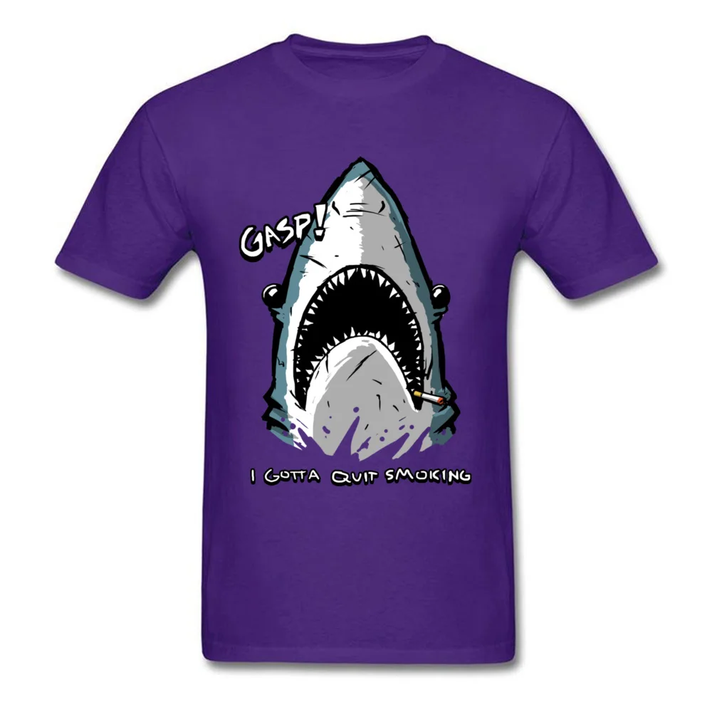 Smoking Shark 100% Cotton Fabric Tops Shirts for Men Casual T-shirts comfortable Designer Crewneck Tee Shirt Short Sleeve Smoking Shark purple