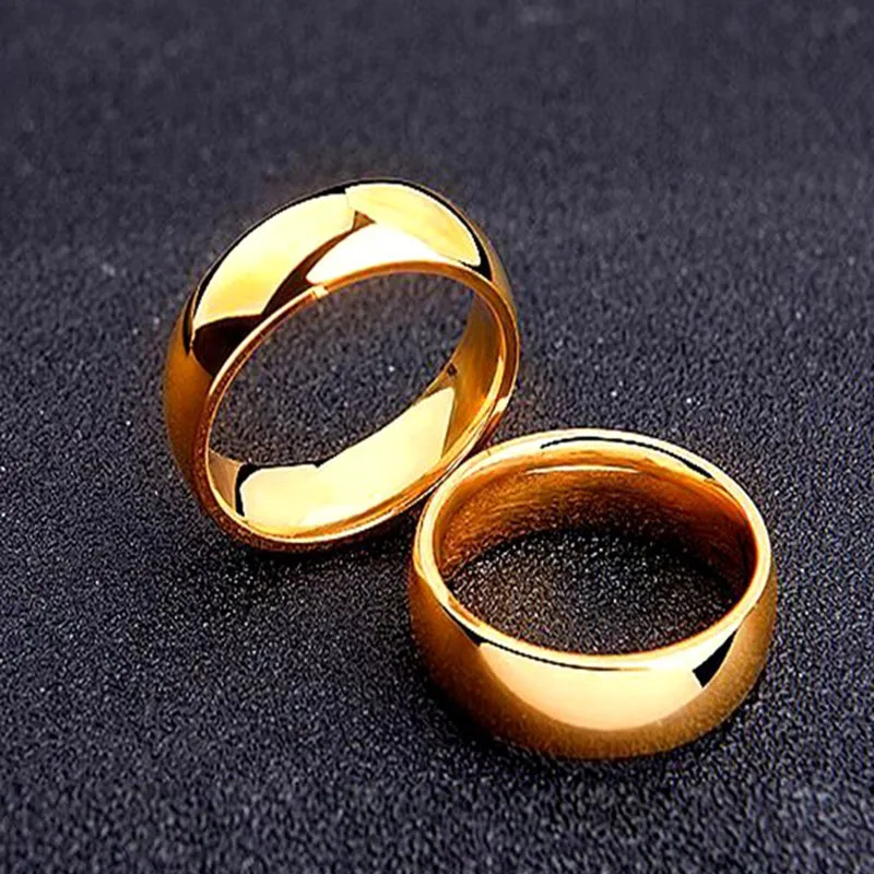 Титановая сталь, полированное серебро, золото, обручальные кольца для мужчин, 6 мм, классические простые свадебные кольца для мужчин, размеры от 5 до 13