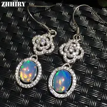 ZHHIRY натуральная огненный опал серьги Твердые 925 Висячие серьги из серебра 925 пробы для женщин ювелирные украшения высшего качества камень рождения