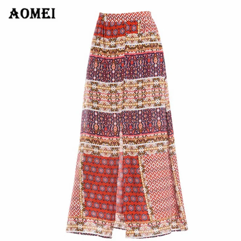 Женская юбка с принтом летние Boho макси юбки Jupes женские faldas пляжная одежда