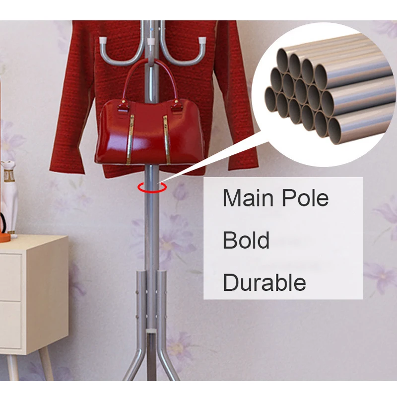 Простой металлический стеллаж для пальто, сборная напольная шляпа для гостиной, витрина для одежды, мебель для дома, несколько крючков, вешалка для одежды