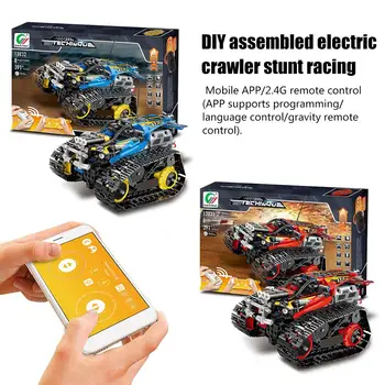 

DIY Assembled Electric Crawler Stunt Racing Toy 2.4G APP Remote Control Assembling Building Blocks Toys Programming Mode