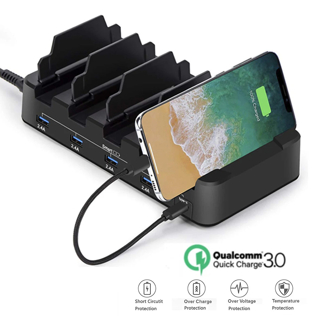 

USB Charger Station 5 Port 2.4A 3A Fast Charging Station Multi Function US EU Version For Mobile Phone Tablet PC