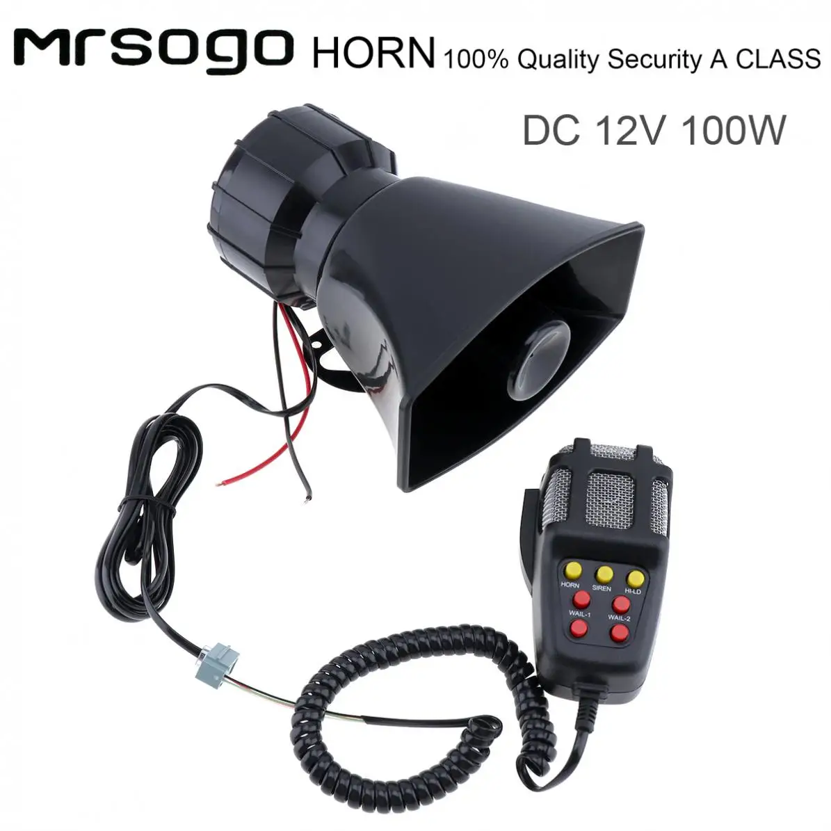 

100W 7 Sound Durable Car Electronic Warning Siren Motorcycle Alarm Firemen Ambulance Loudspeaker with MIC