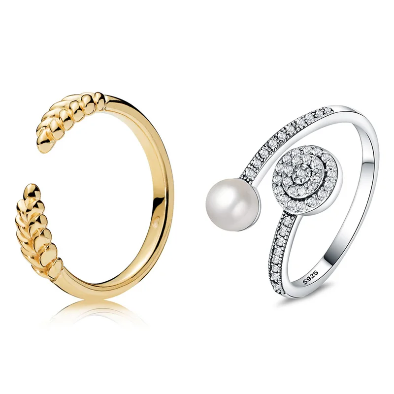 

Resizable Size 925 Silver Ring Charm Gold Silver Color With Crystal Finger Rings For Women Wedding Jewelry