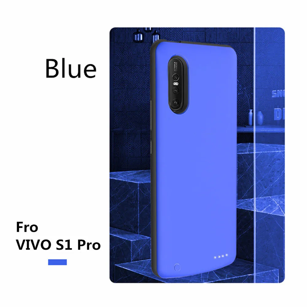 Портативное зарядное устройство Крышка для Vivo S1 Pro высококачественный корпус питания 6500 мАч Внешний внешний смарт-Аккумулятор Чехол-аккумулятор - Цвет: Синий