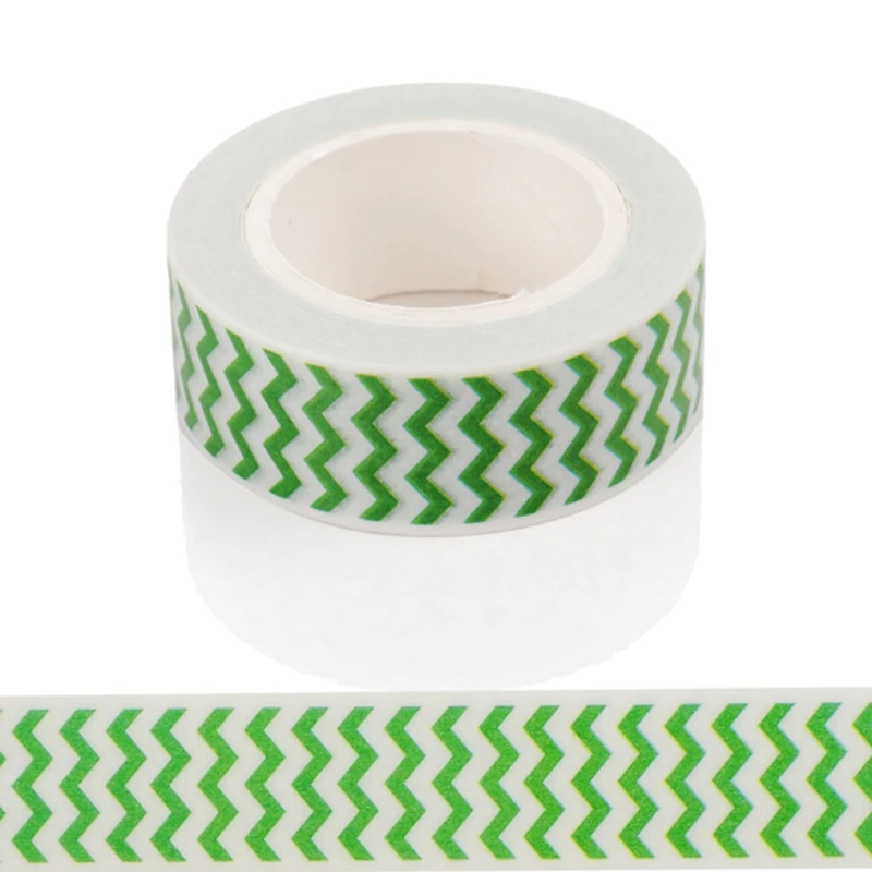 

10m*15mm Bright Green Waves Washi Tape Pattern Masking Tape Decorative Scrapbooking DIY Office Adhesive Tape 1 PCS