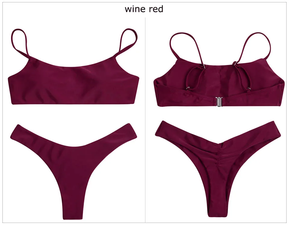 023 wine red bikini