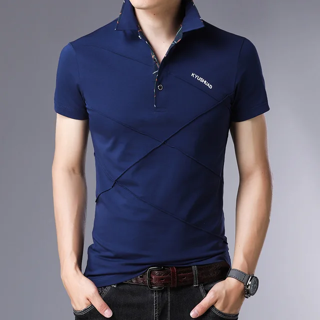 Классические новые летние рубашки поло с коротким рукавом для мужчин одноцветные размера плюс M-3XL 4XL 5XL - Цвет: FDM709 ASIAN SIZE 5